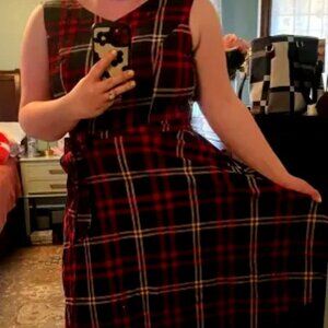 gingham, plaid, vintage style dress red holiday dress size 12